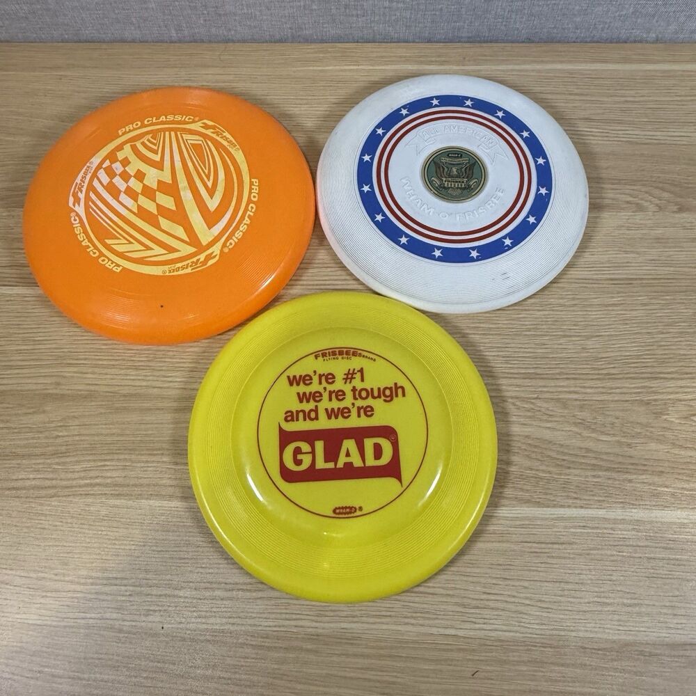 Vtg  Wham-O Frisbee Lot of 3 1970 All American Glad Promo Orange Pro Classic